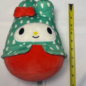 Squishmallows Green Hooded Character Plush with Red Bow and Red Body